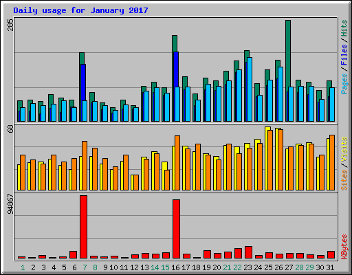 Daily usage for January 2017