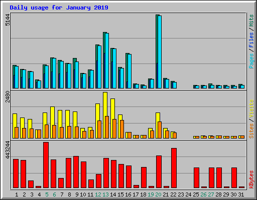 Daily usage for January 2019