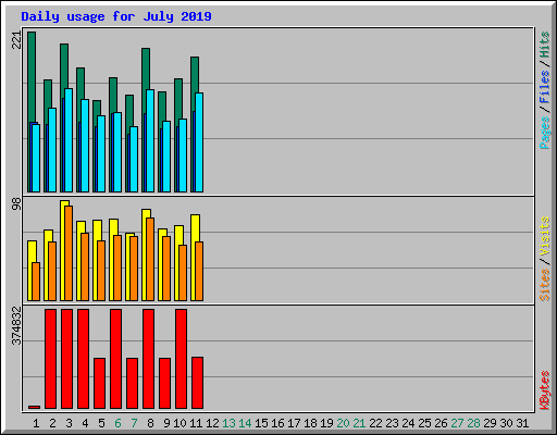 Daily usage for July 2019