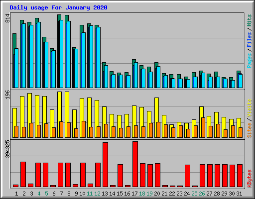 Daily usage for January 2020
