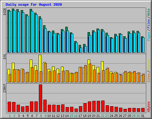 Daily usage for August 2020