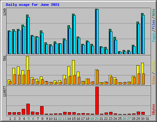 Daily usage for June 2021