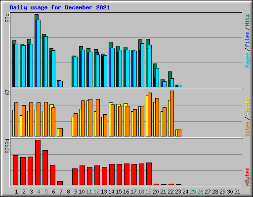Daily usage for December 2021