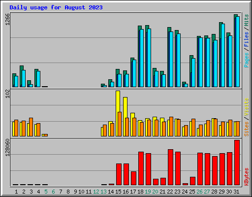 Daily usage for August 2023