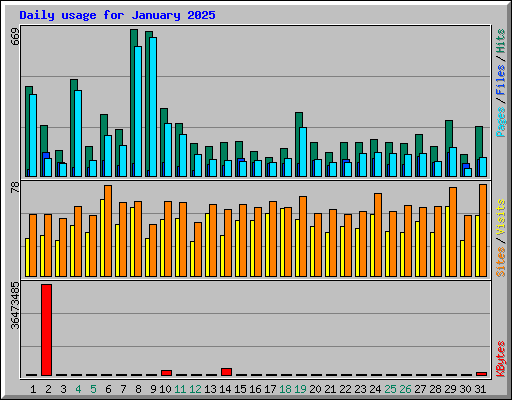 Daily usage for January 2025