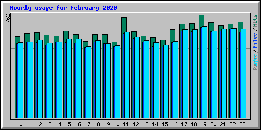 Hourly usage for February 2020