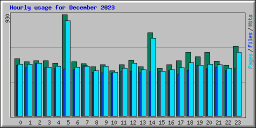 Hourly usage for December 2023