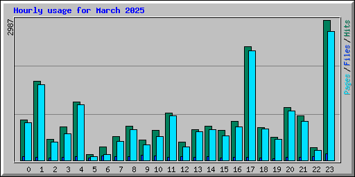 Hourly usage for March 2025
